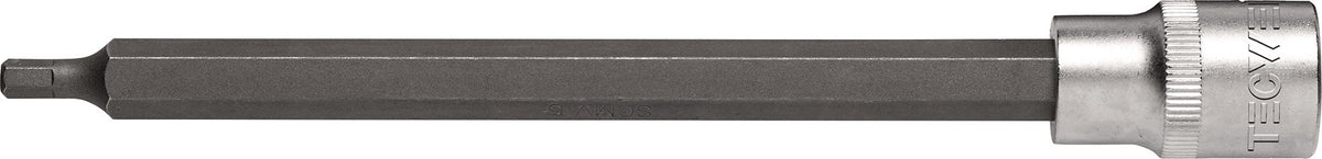 TECWERK Steckschlüsseleinsatz 1/2 Zoll Innen-6-kant SW 4 mm, Länge 55 mm, Chrom-Vanadium-Stahl