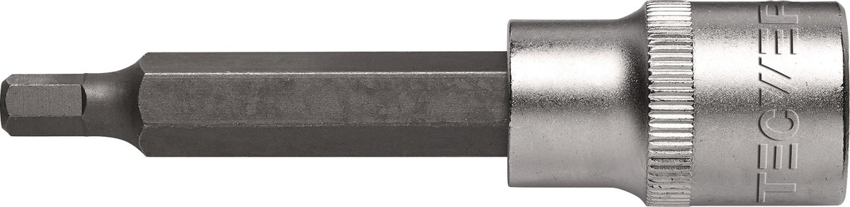 TECWERK Steckschlüsseleinsatz 1/2 Zoll Innen-6-kant SW 4 mm, Länge 55 mm, Chrom-Vanadium-Stahl