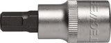 TECWERK Steckschlüsseleinsatz 1/2 Zoll Innen-6-kant SW 4 mm, Länge 55 mm, Chrom-Vanadium-Stahl