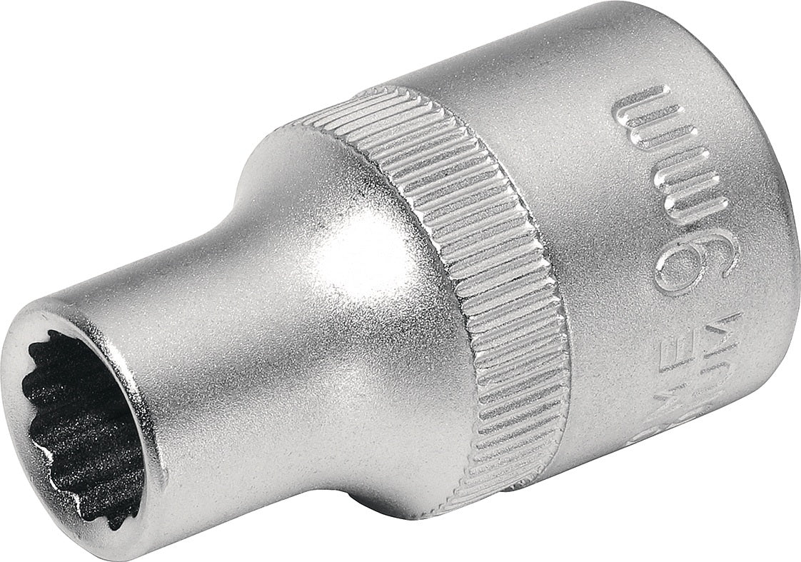 TECWERK Steckschlüsseleinsatz 1/2 Zoll 12-kant SW 10 mm, Länge 40 mm, CV-Stahl verchromt