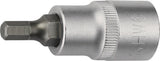 TECWERK Steckschlüsseleinsatz 1/2 Zoll Innen-6-kant SW 4 mm, Länge 55 mm, Chrom-Vanadium-Stahl