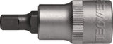TECWERK Steckschlüsseleinsatz 1/2 Zoll Innen-6-kant SW 4 mm, Länge 55 mm, Chrom-Vanadium-Stahl