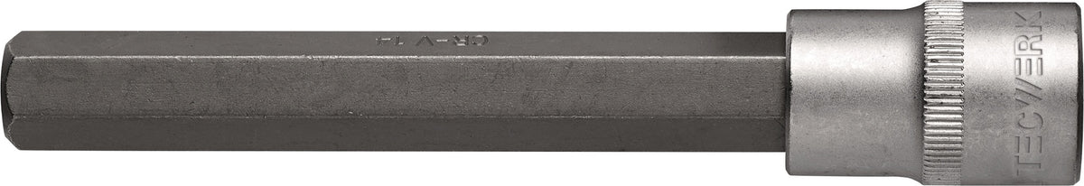 TECWERK Steckschlüsseleinsatz 1/2 Zoll Innen-6-kant SW 4 mm, Länge 55 mm, Chrom-Vanadium-Stahl