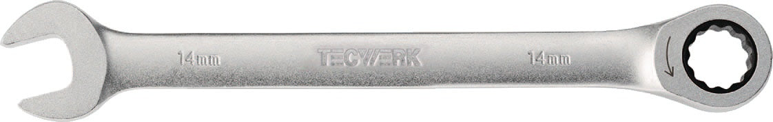 TECWERK Maulringratschenschlüssel SW 8 mm, gerade Ausführung, 72 Zähne, CV-Stahl verchromt