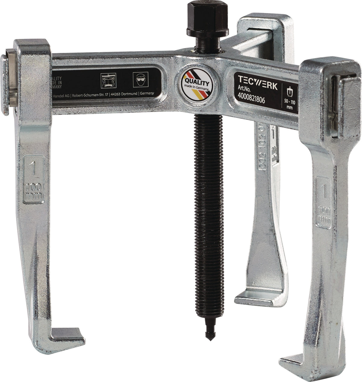 TECWERK Abzieher Spann-T.100mm Spann-W.150mm G.1,24kg – 3-armig, werkzeuglos verstellbar