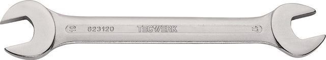 TECWERK Doppelmaulschlüssel 5 x 5,5 mm, 122 mm, matt verchromt, DIN 3110 – CV-Stahl, Maulstellung 15°