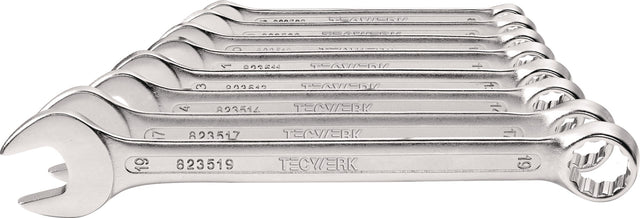 TECWERK Ringmaulschlüsselsatz 8-tlg. SW 8–19 mm Form A CV-Stahl