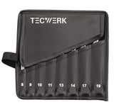 TECWERK Ringmaulschlüsselsatz 8-teilig SW 8-19 mm Form A CV-Stahl in Rolltasche