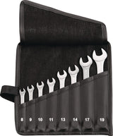 TECWERK Ringmaulschlüsselsatz 8-teilig SW 8-19 mm Form A CV-Stahl in Rolltasche