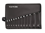 TECWERK Ringmaulschlüsselsatz 8-teilig SW 8-19 mm Form A CV-Stahl in Rolltasche