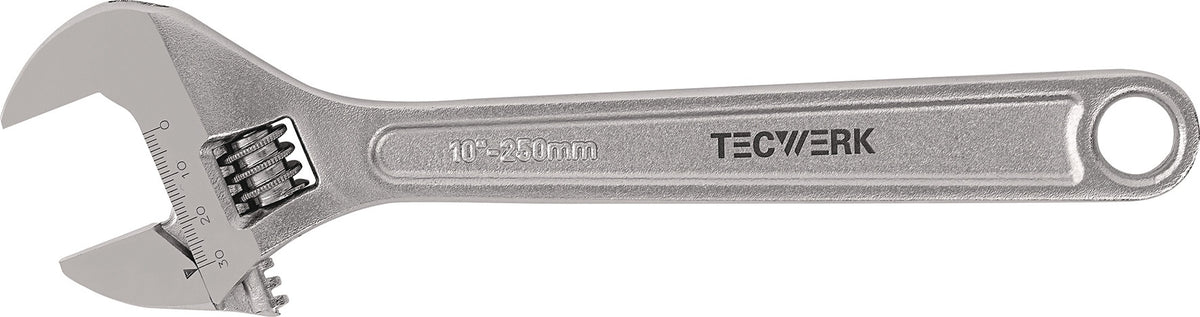 TECWERK Rollgabelschlüssel max. 19 mm mit Einstellskala – 150 mm, matt verchromt, DIN 3117 A