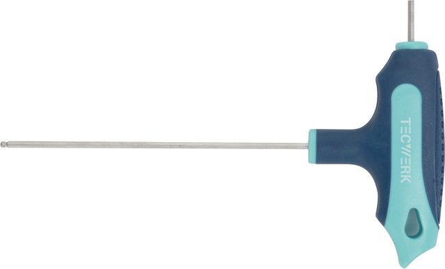 TECWERK Stiftschlüssel mit Quergriff SW 2 mm, Klingenlänge 100 mm, mit Seitenabtrieb und Kugelkopf