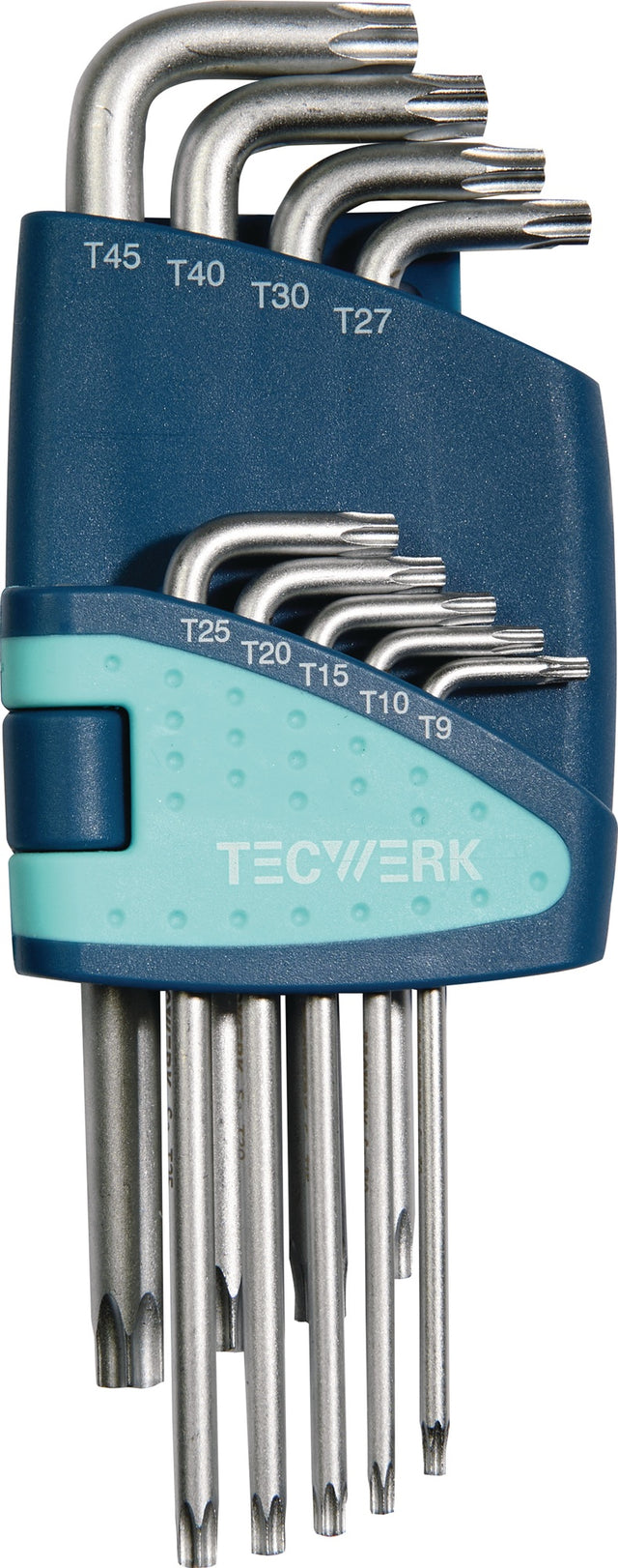 TECWERK Winkelschraubendrehersatz 9-teilig T9-T45 aus S2-Stahl mit Kunststoffhalter