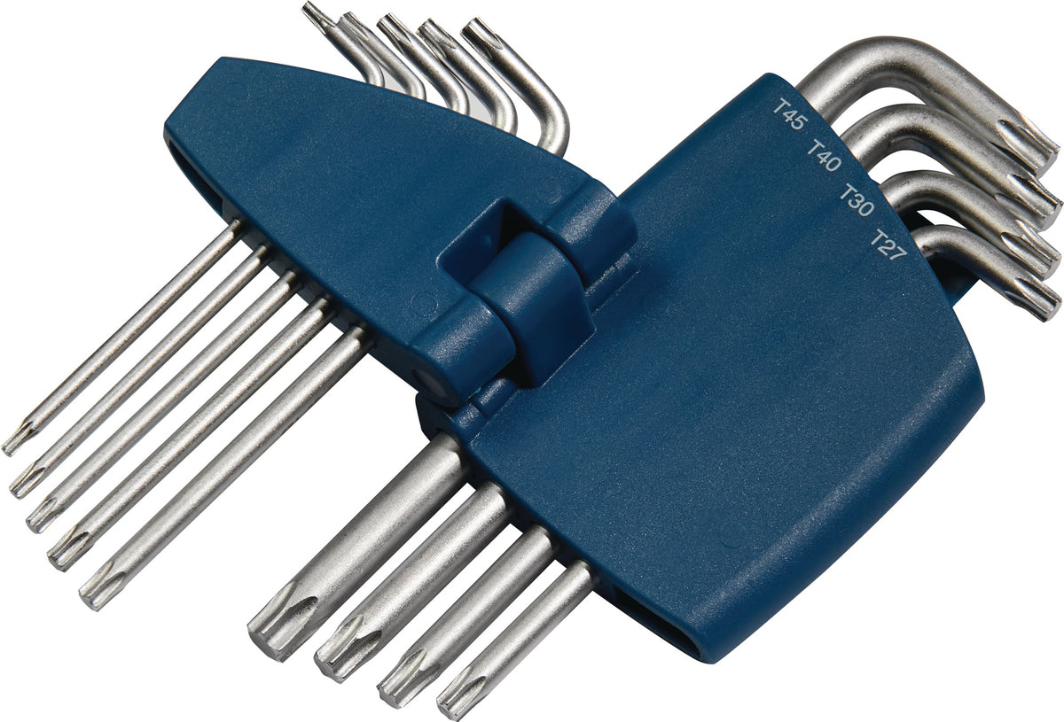 TECWERK Winkelschraubendrehersatz 9-teilig T9-T45 aus S2-Stahl mit Kunststoffhalter