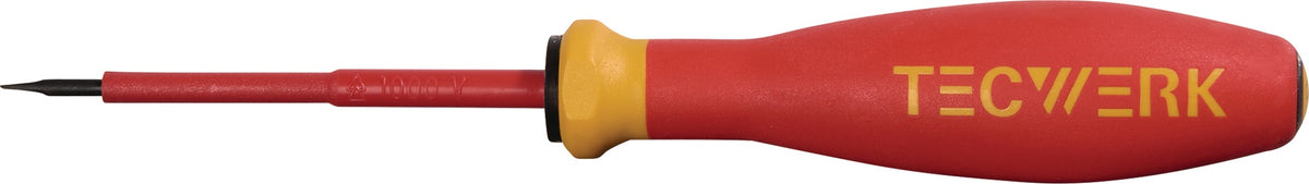 TECWERK VDE-Schraubendreher Schlitz 2,5 mm – Isolierter Elektriker-Schraubendreher, 75 mm Klinge