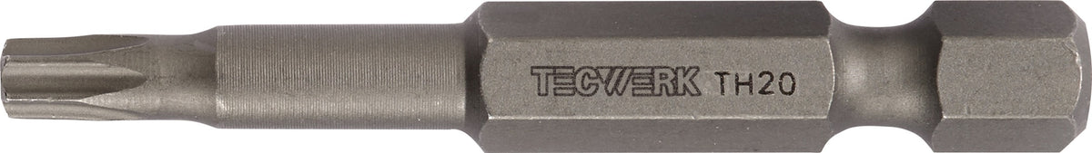 TECWERK Bit T 7 mit Bohrung 1/4 Zoll 25 mm S2-Stahl für TORX-Schrauben
