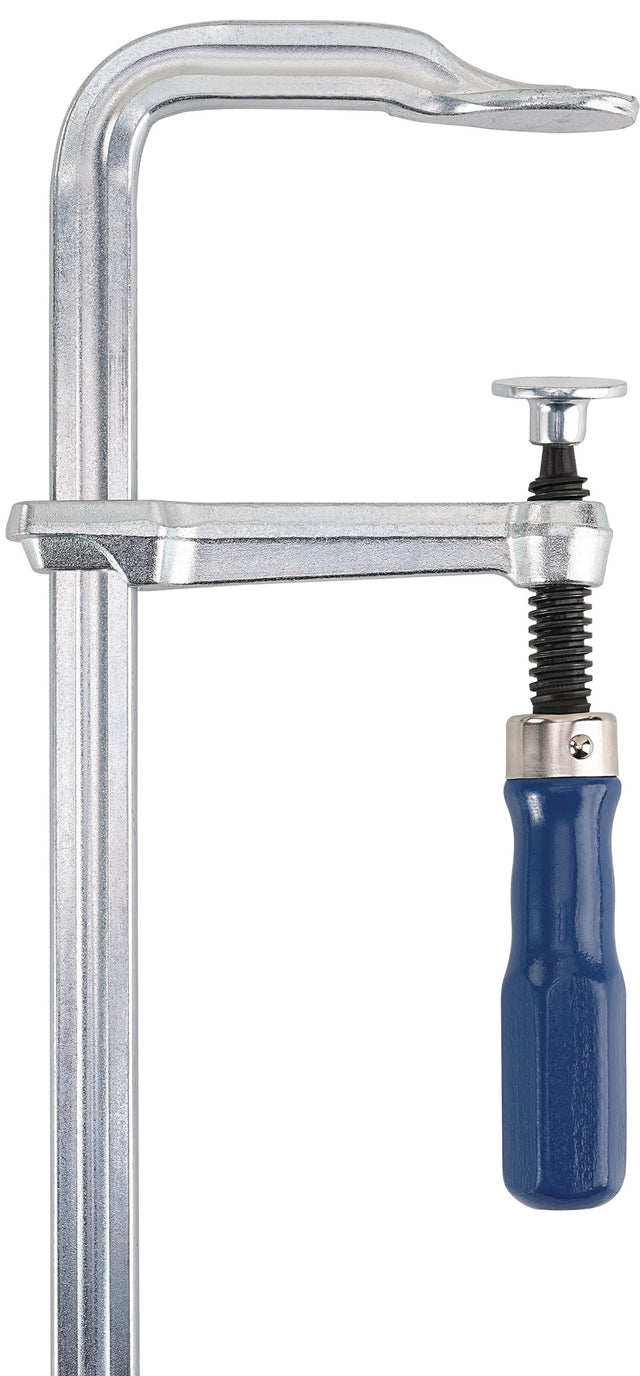 TECWERK Ganzstahlschraubzwinge 120 mm Spannweite, 60 mm Ausladung, Holzgriff, Hohlprofilschiene