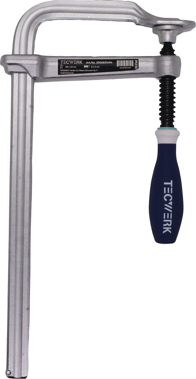 TECWERK Ganzstahlschraubzwinge 120 mm Spannweite, 60 mm Ausladung, 3-K-Griff, bis 5000 N
