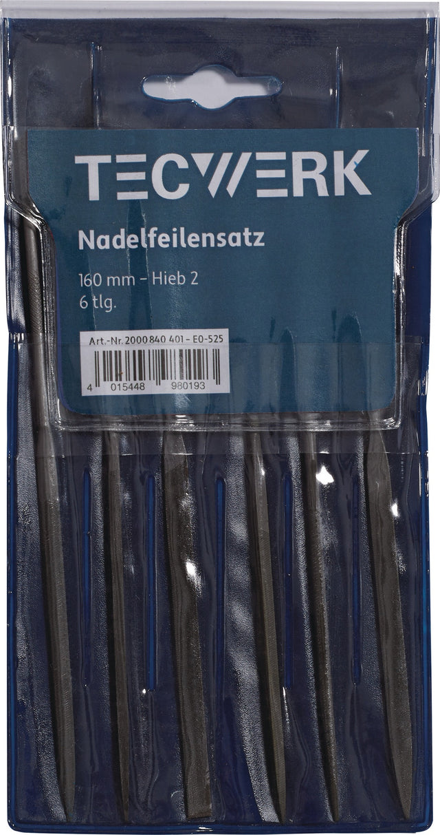 TECWERK Nadelfeilensatz 6-teilig Länge 160 mm Hieb 2 in Kunststofftasche