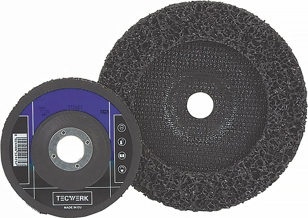 TECWERK Grobreinigungsscheibe Ø125 mm extra coarse – aggressive Reinigung für Stahl, INOX, Guss & Lack