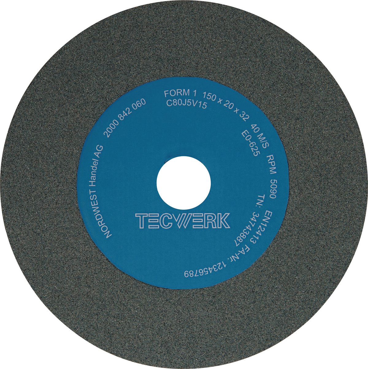 TECWERK Schleifbockscheibe Ø150 x B20 x 32 mm, Körnung 80, Form A, Siliciumcarbid