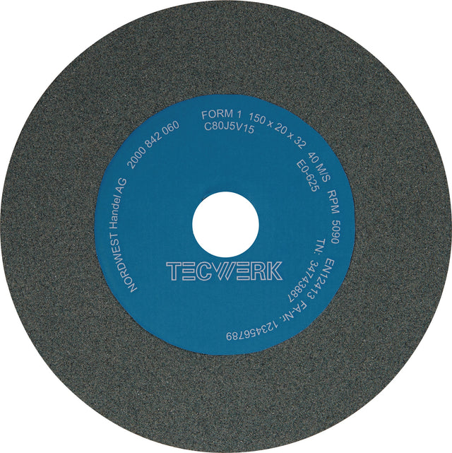 TECWERK Schleifbockscheibe Ø150 x B20 x 32 mm, Körnung 80, Form A, Siliciumcarbid