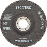 TECWERK Fächerscheibe Action Ø125 mm K40 konisch Zirkon für Stahl/Edelstahl