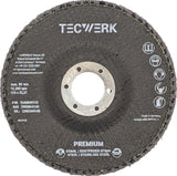 TECWERK Fächerscheibe Action Ø125 mm K40 konisch Zirkon für Stahl/Edelstahl
