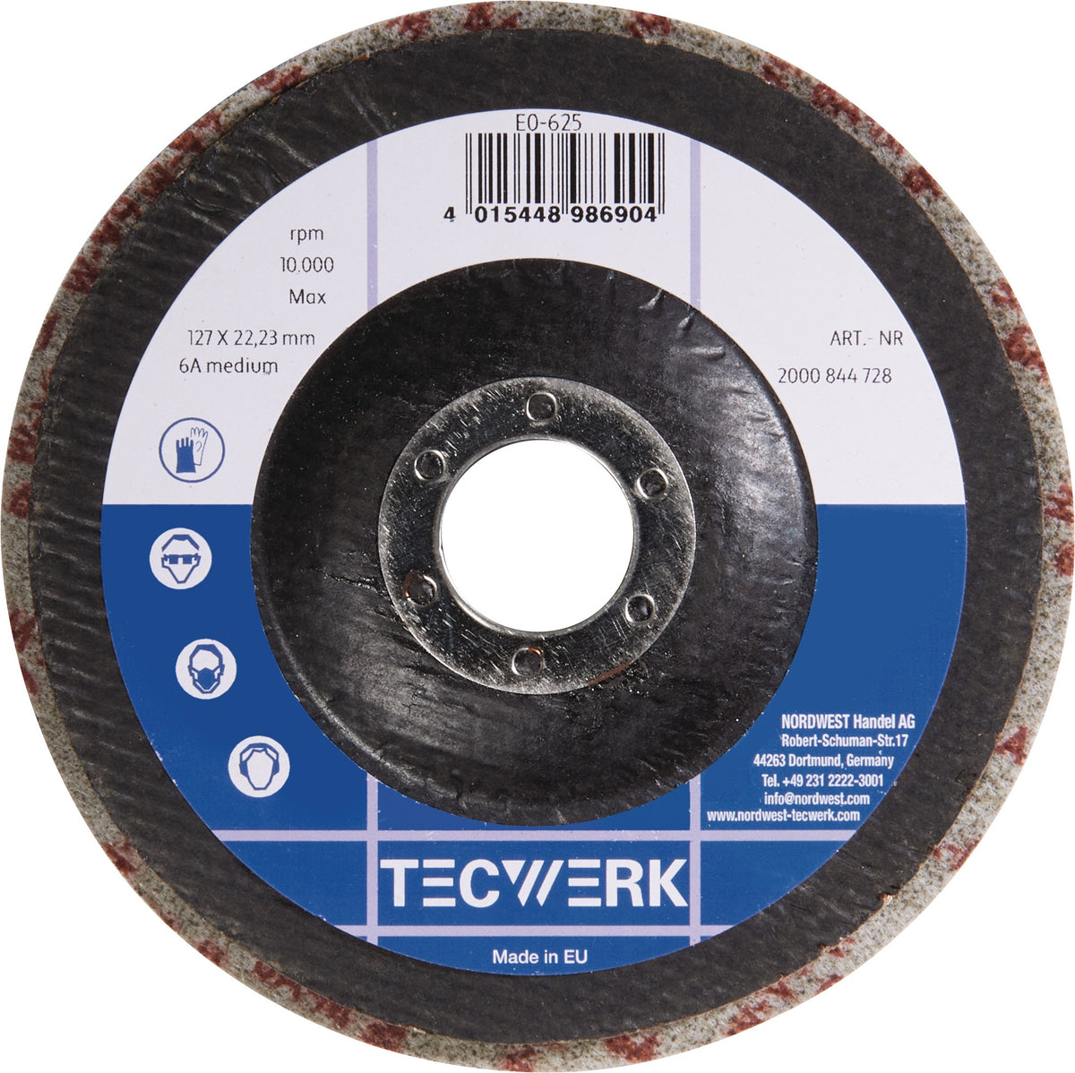 TECWERK Vlies-Kompaktscheibe Ø 125 mm anthrazit mit Fiberglasrücken – 2S-F Feinstschliff