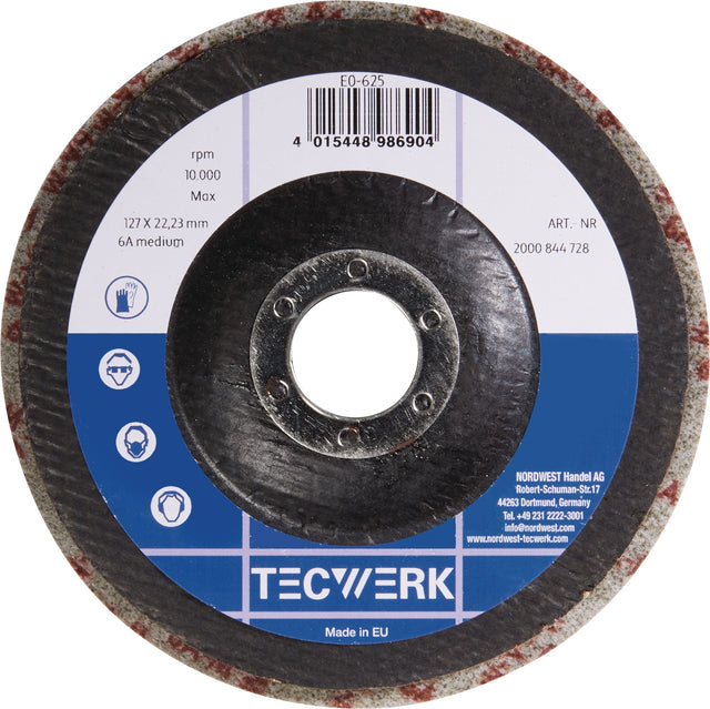 TECWERK Vlies-Kompaktscheibe Ø 125 mm anthrazit mit Fiberglasrücken – 2S-F Feinstschliff