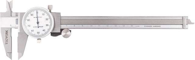 TECWERK Uhrmessschieber DIN 862 150 mm mit Zeigerumdrehung 1 mm und Rollenfeinzustellung