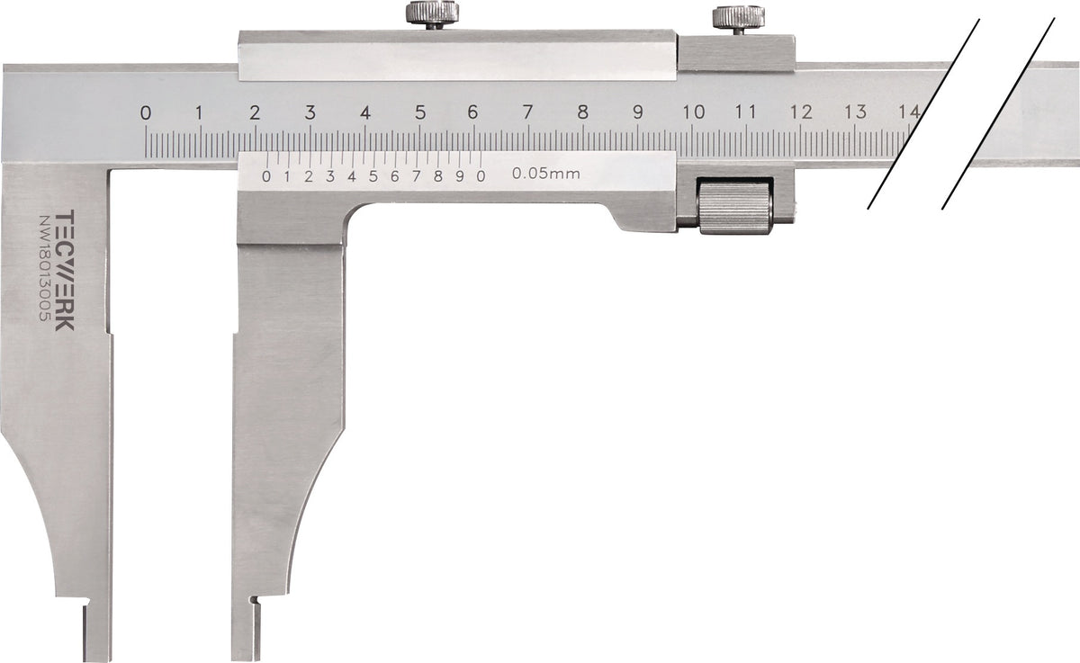 TECWERK Werkstattmessschieber DIN 862 250 mm – Analog mit Feineinstellung