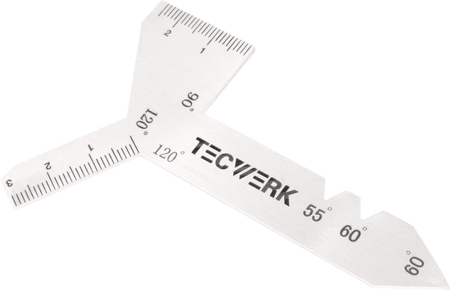 TECWERK Universalschleiflehre für Spiralbohrer, Spitzenwinkel 118°, 4-/6-kant-Winkel