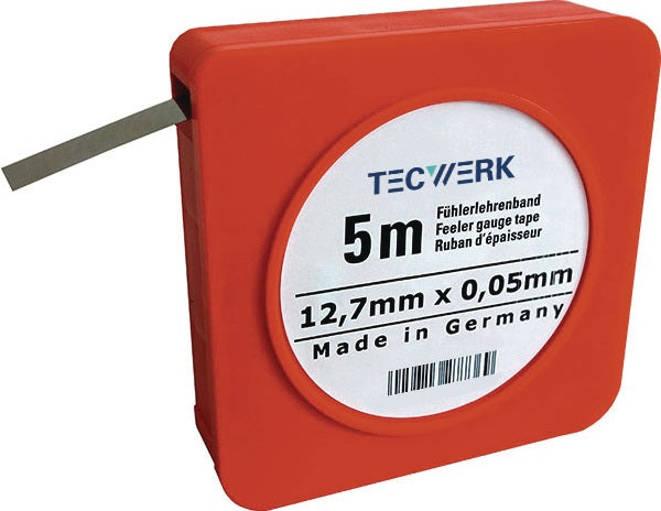 TECWERK Fühlerlehrenband 0,01 mm Stärke, 5 m Länge, 12,7 mm Breite – Präzisions-Messband