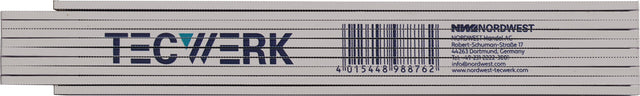 TECWERK Gliedermaßstab 2 m mm/cm EG III aus Kunststoff weiß – 10 Glieder, 3 mm Gliederstärke