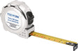 TECWERK Taschenrollbandmaß 3 m, 16 mm Bandbreite, mm/cm Teilung, EG II Genauigkeit, verchromtes Kunststoffgehäuse