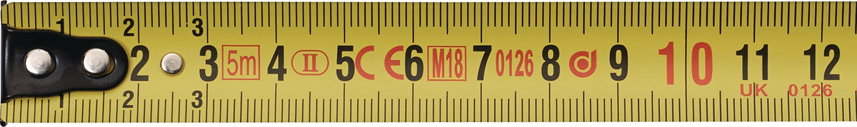 TECWERK Taschenrollbandmaß 3 m, 16 mm Bandbreite, mm/cm Teilung, EG II Genauigkeit, verchromtes Kunststoffgehäuse