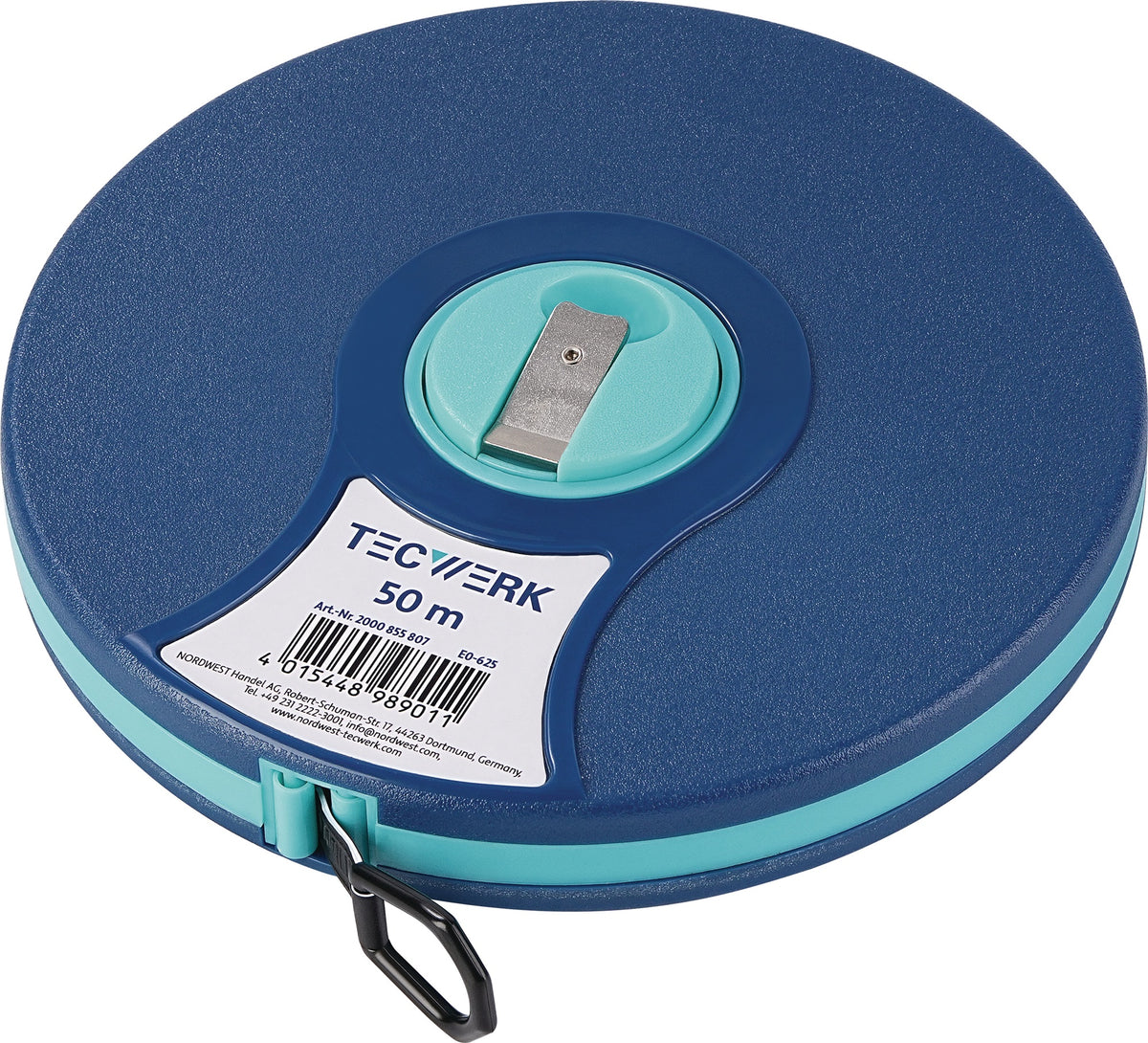 TECWERK Kapselbandmaß 20 m Nylon-Fiber Band, ABS-Gehäuse, EG II Genauigkeit
