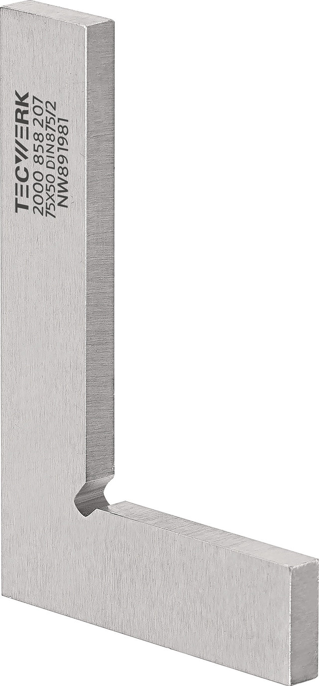 TECWERK Winkel DIN 875/II 75x50 mm – Präzisions-Stahlwinkel ohne Anschlag