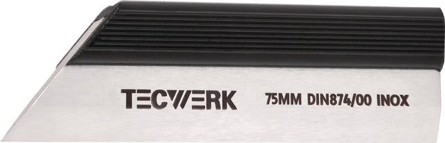 TECWERK Haarlineal DIN 874/00, 75 mm, Spezialstahl, gehärtet, geläppt, mit Handwärmeschutz