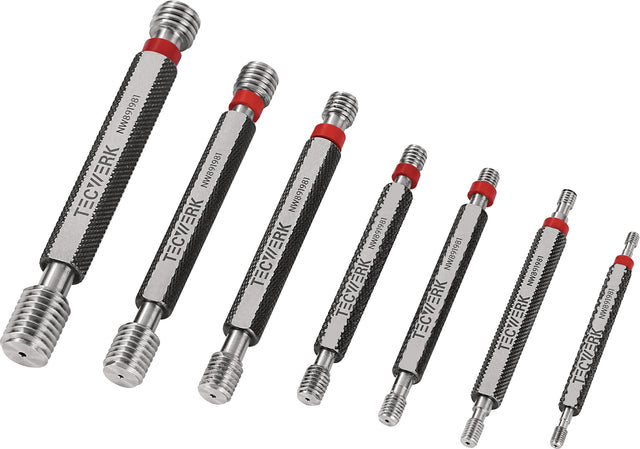 TECWERK Grenzgewindelehrdornsatz 6H M3–M12 für metrisches ISO-Gewinde, 7-teilig