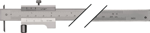 TECWERK Streichmaß 200 mm mit Laufrolle – Mattverchromt, mm-Teilung, austauschbare Anreißnadel