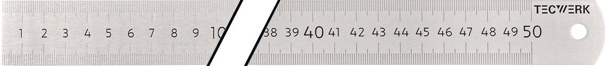 TECWERK Stahlmaßstab 500 mm rostfreier Stahl biegsam Teilung A mm/mm