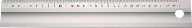 TECWERK Aluminium-Lineal 300 mm mit Griffmulde, Querschnitt 50 x 5 mm, gelaserte mm-Skala