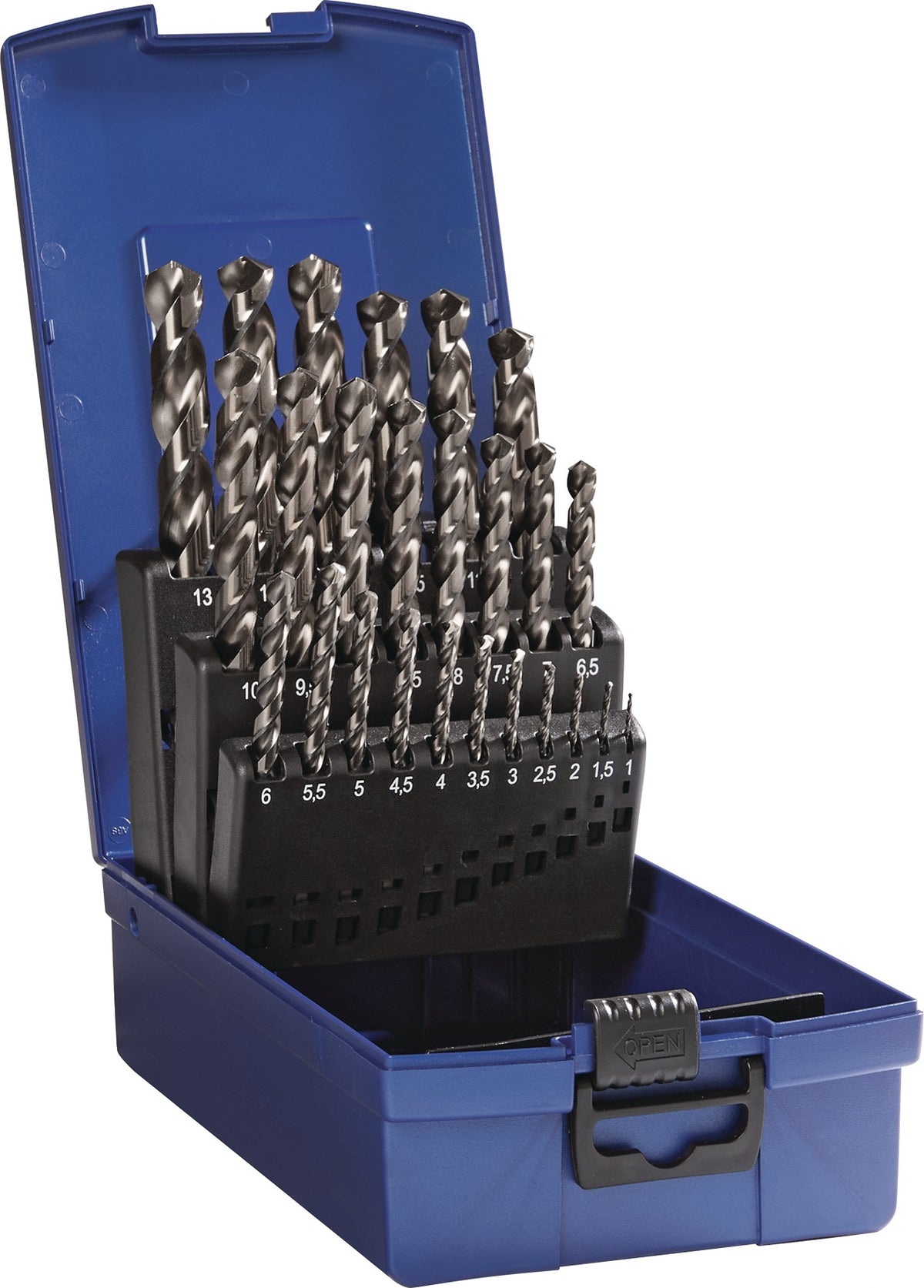 TECWERK Spiralbohrersatz DIN 338 Typ TFL HSS-Co5 fasennitriert 19-teilig 1-10 mm
