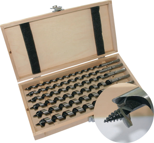TECWERK Schlangenbohrersatz 6-tlg. 460 mm Ø10-20 mm in Holzkassette