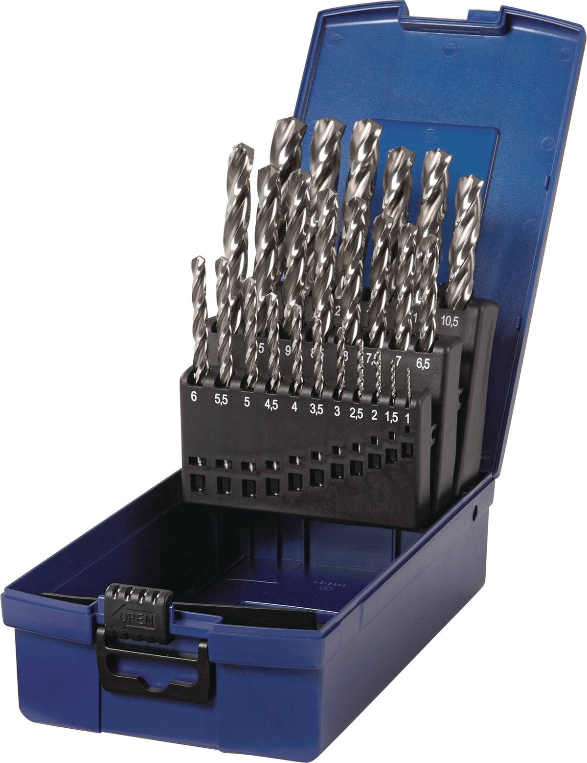 TECWERK Spiralbohrersatz 19-teilig HSS-Co5 DIN 338 Typ N 1-10 mm in Kunststoffkassette