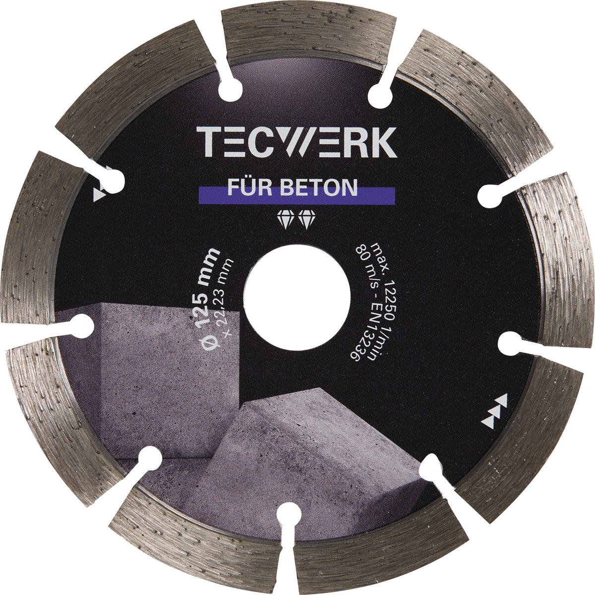 TECWERK Diamanttrennscheibe Beton 115 mm – 10 mm Segment für Beton, Granit & Naturstein