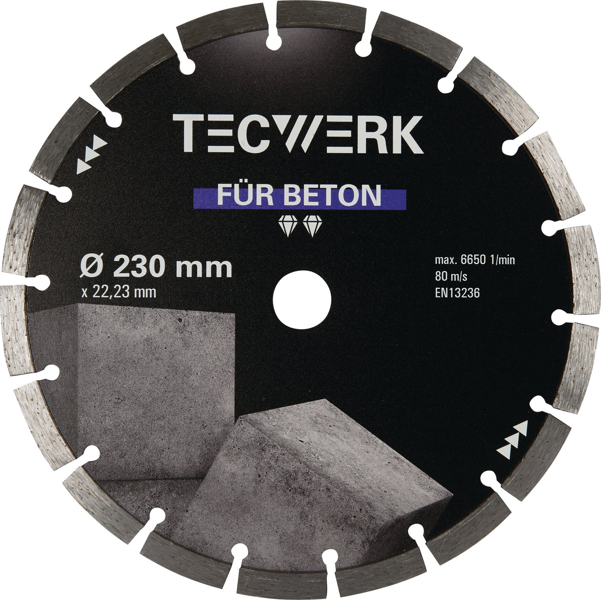 TECWERK Diamanttrennscheibe Beton 115 mm – 10 mm Segment für Beton, Granit & Naturstein