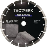 TECWERK Diamanttrennscheibe Beton 115 mm – 10 mm Segment für Beton, Granit & Naturstein
